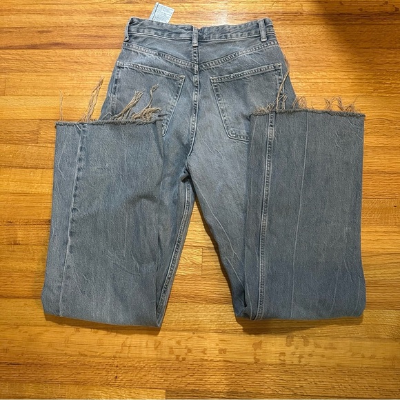 Zara wide-leg jeans with a high waist and raw hem size 4 (a3 - Picture 11 of 13